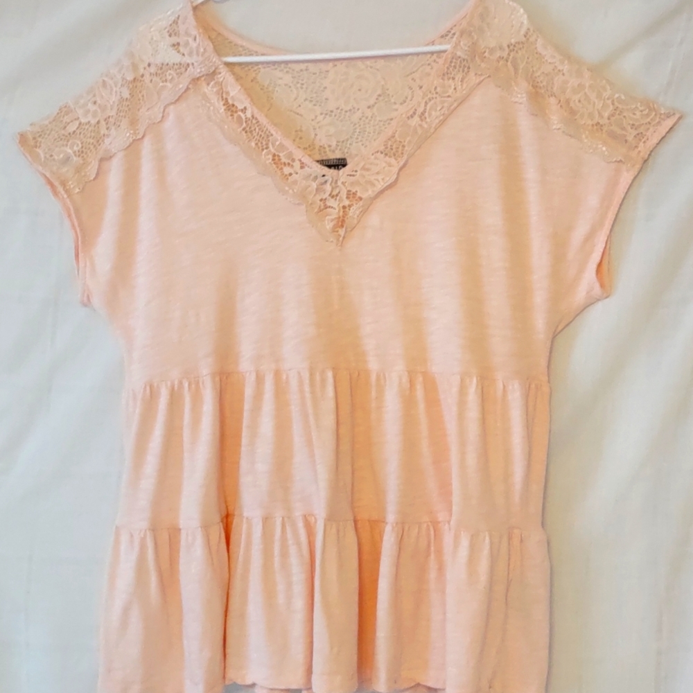 Torrid, Sz 20, Pink-Salmon Cotton Blouse, NWOT